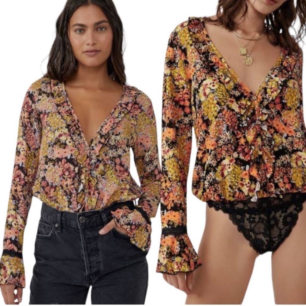 Free People Floral Heat Wave Thong Bodysuit